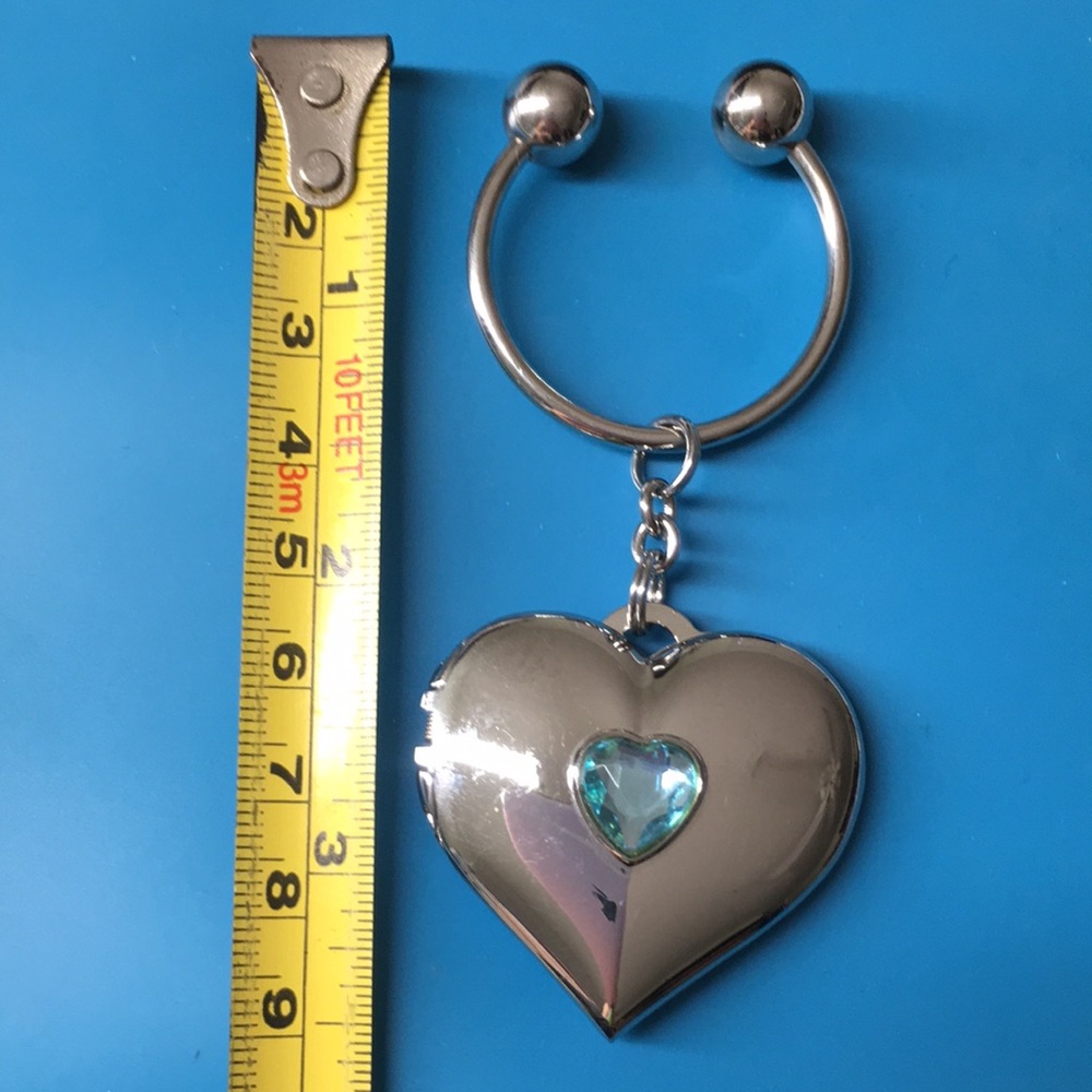 Silvertone Heart Locket U Keychain - image 8